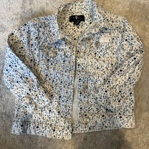 7 For All Mankind White and Blue Patterned Jacket